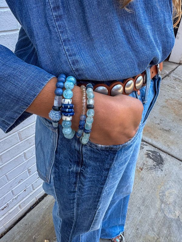 Intricate Stack Bracelet | Glass Denim
