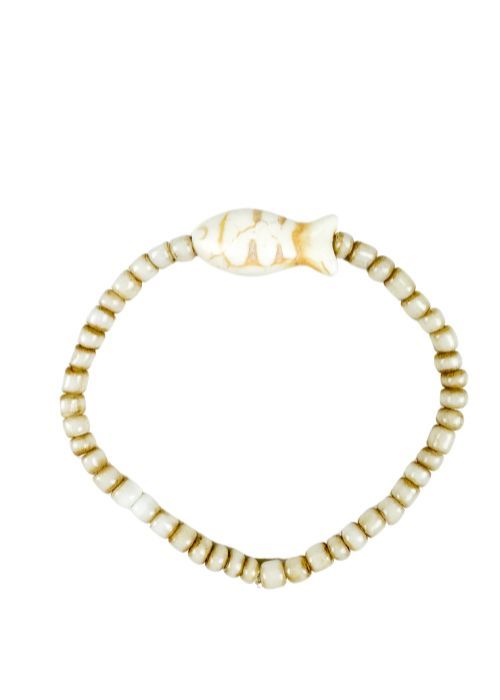 Simple Seed Bracelet | Cream Fish