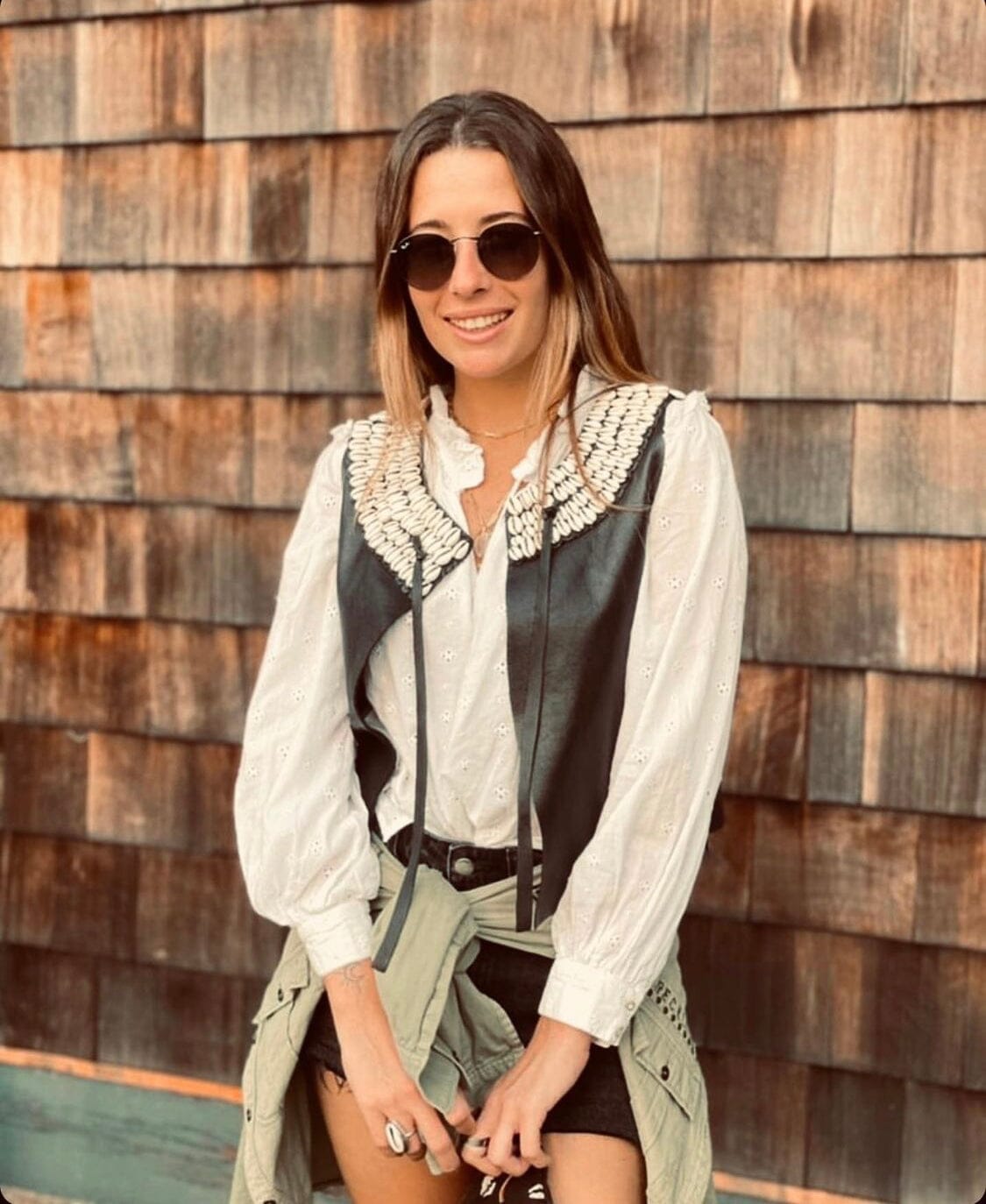 Rocio G Cowrie Vest | Leather Black