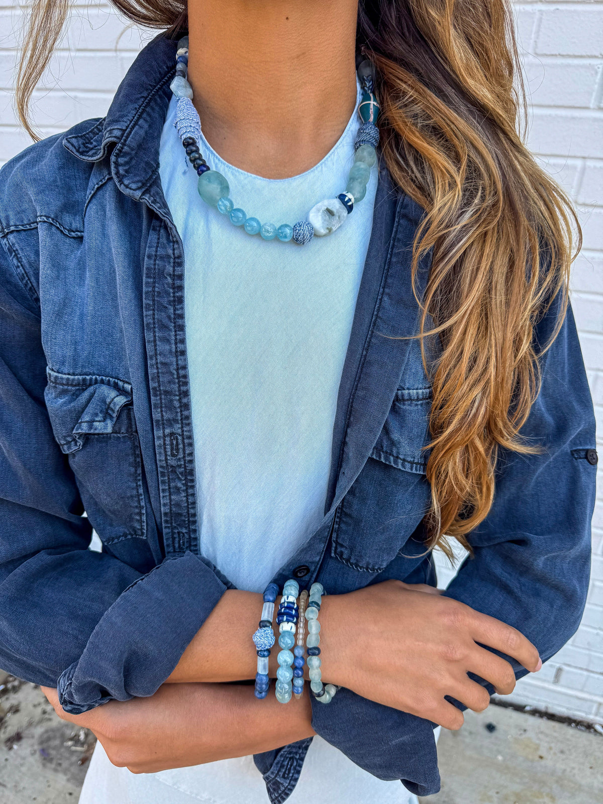Classic Necklace | Mixed Denim