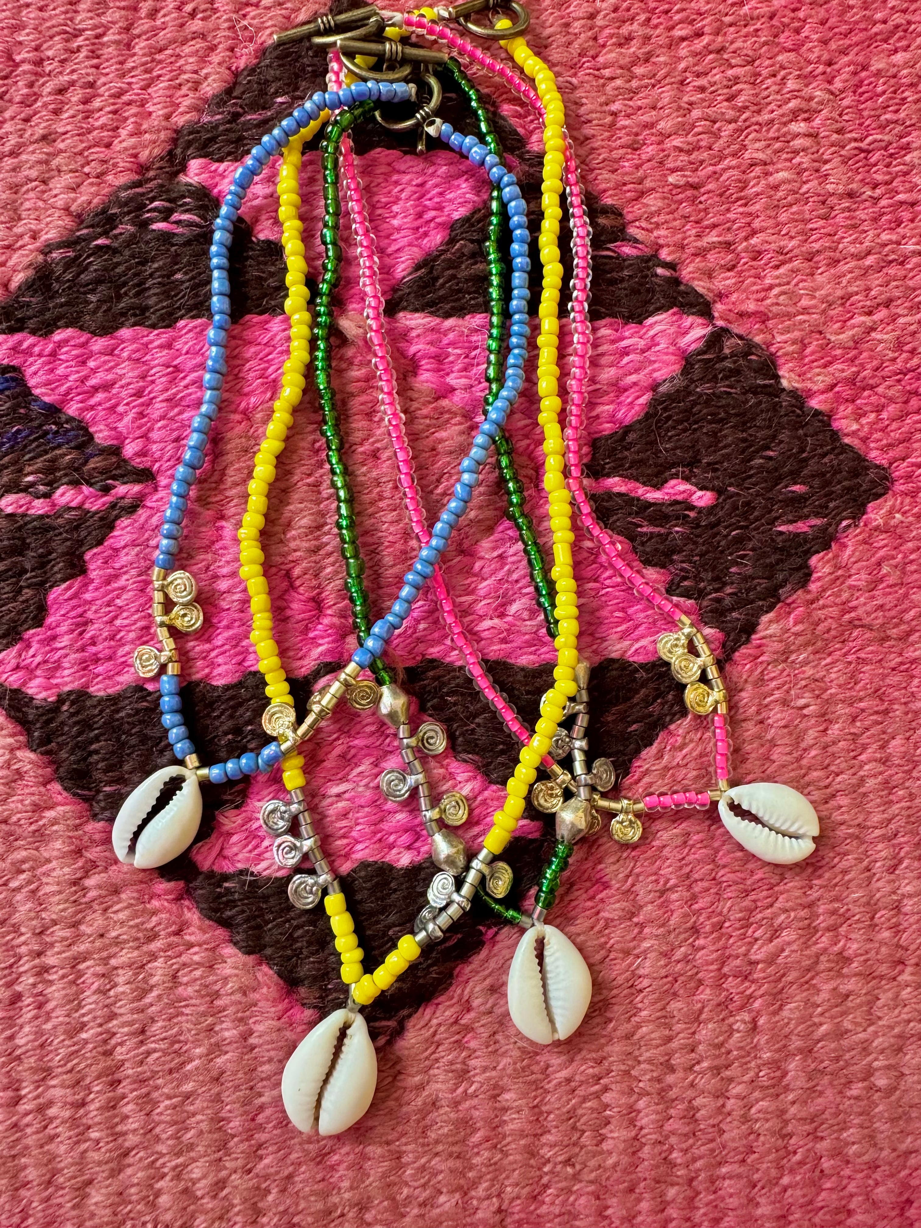 Seed Cowrie Necklace | Electric Pink