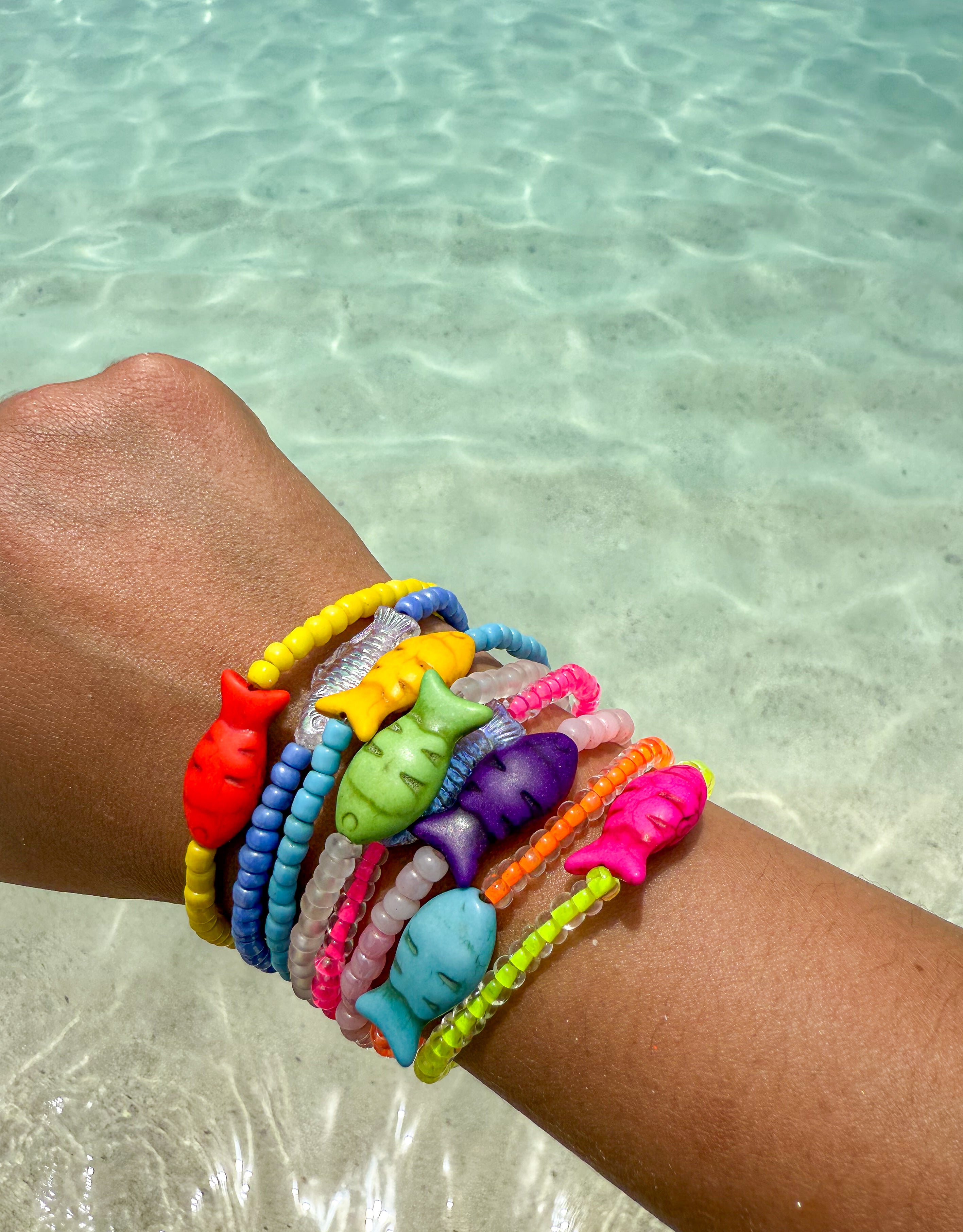 Simple Seed Bracelet | Electric Orange Fish