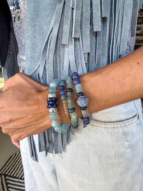 Tribal Stack Bracelet | Light Denim