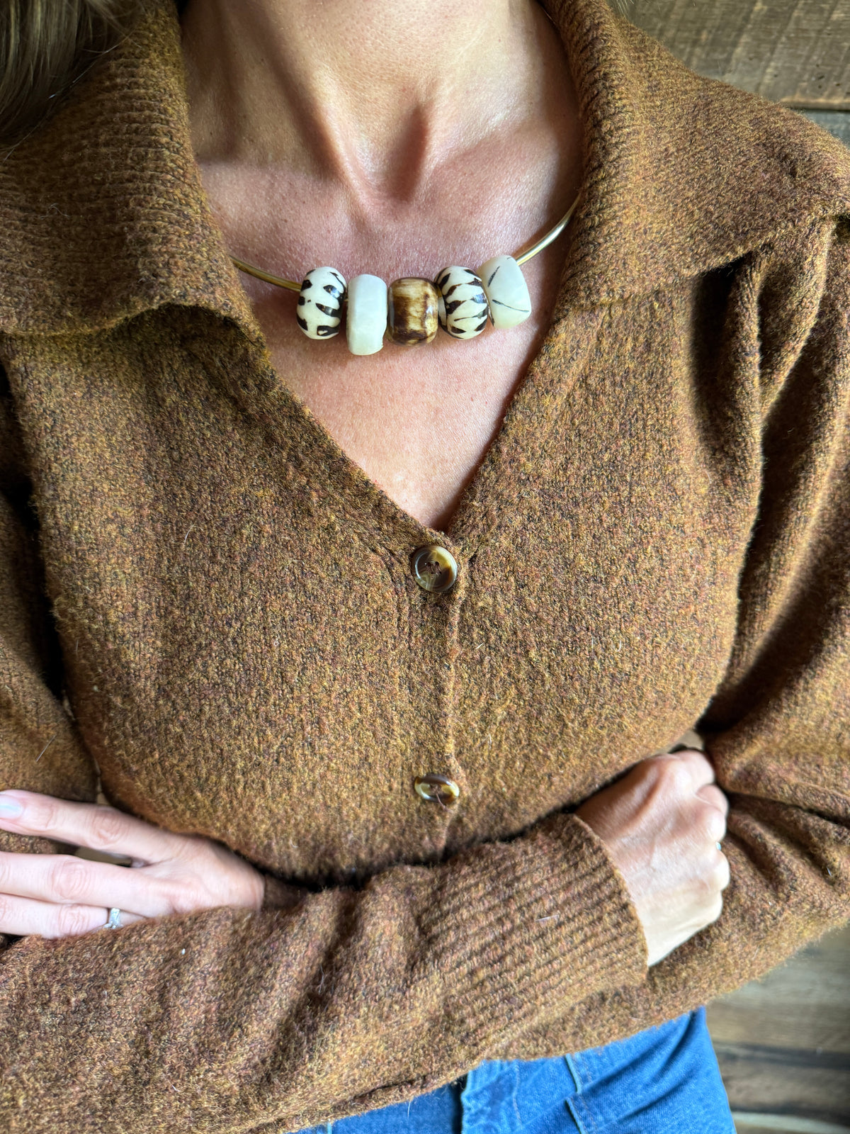 Gold Pendant Choker | Mixed Bone Heritage