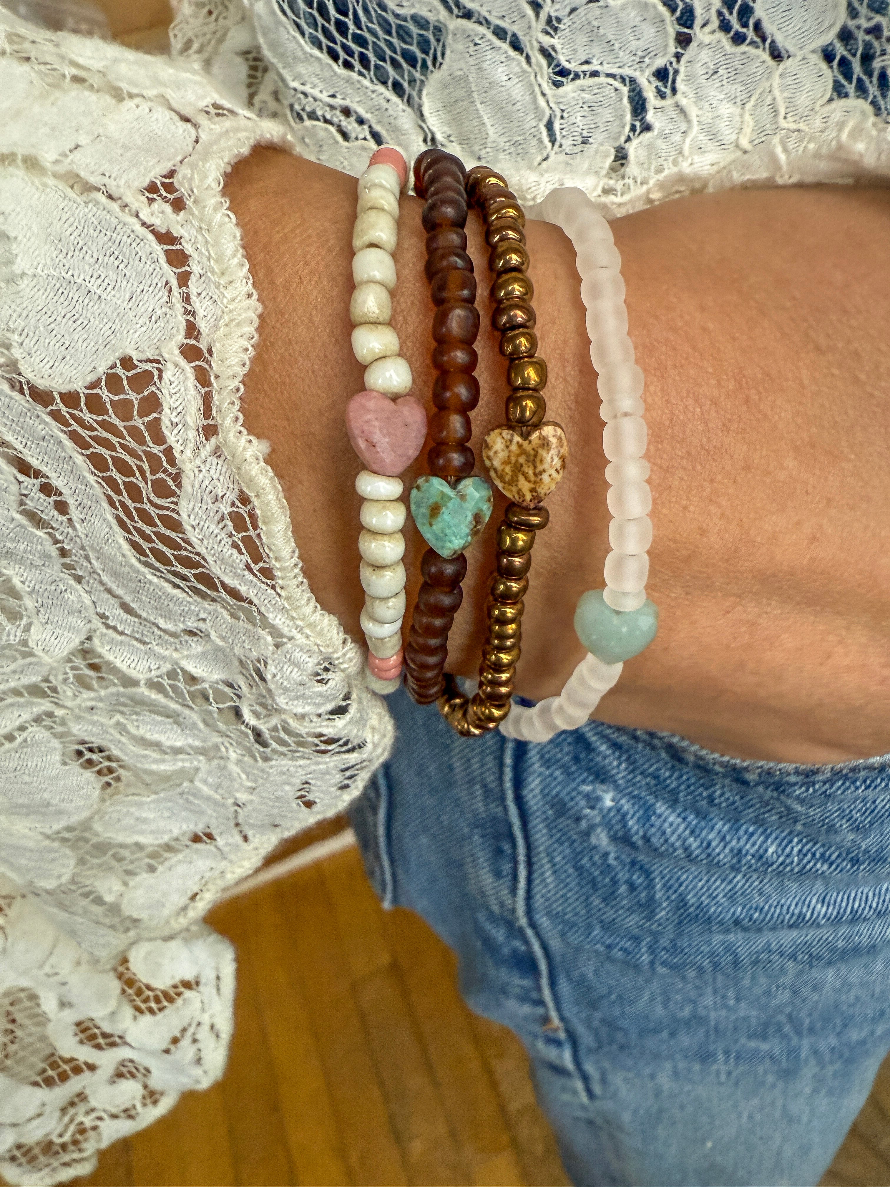 Seed Heart Bracelet | Mist