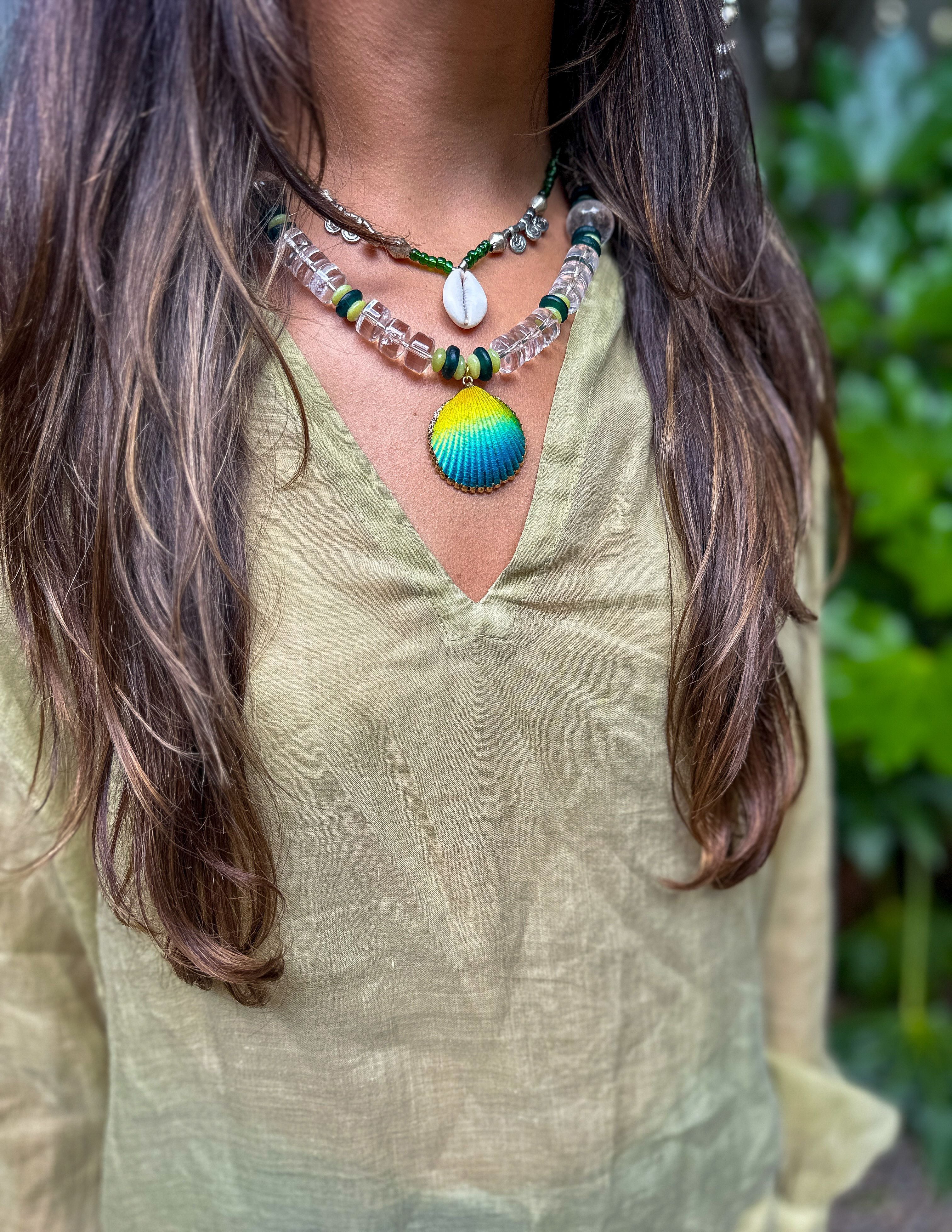 Seed Cowrie Necklace | Green
