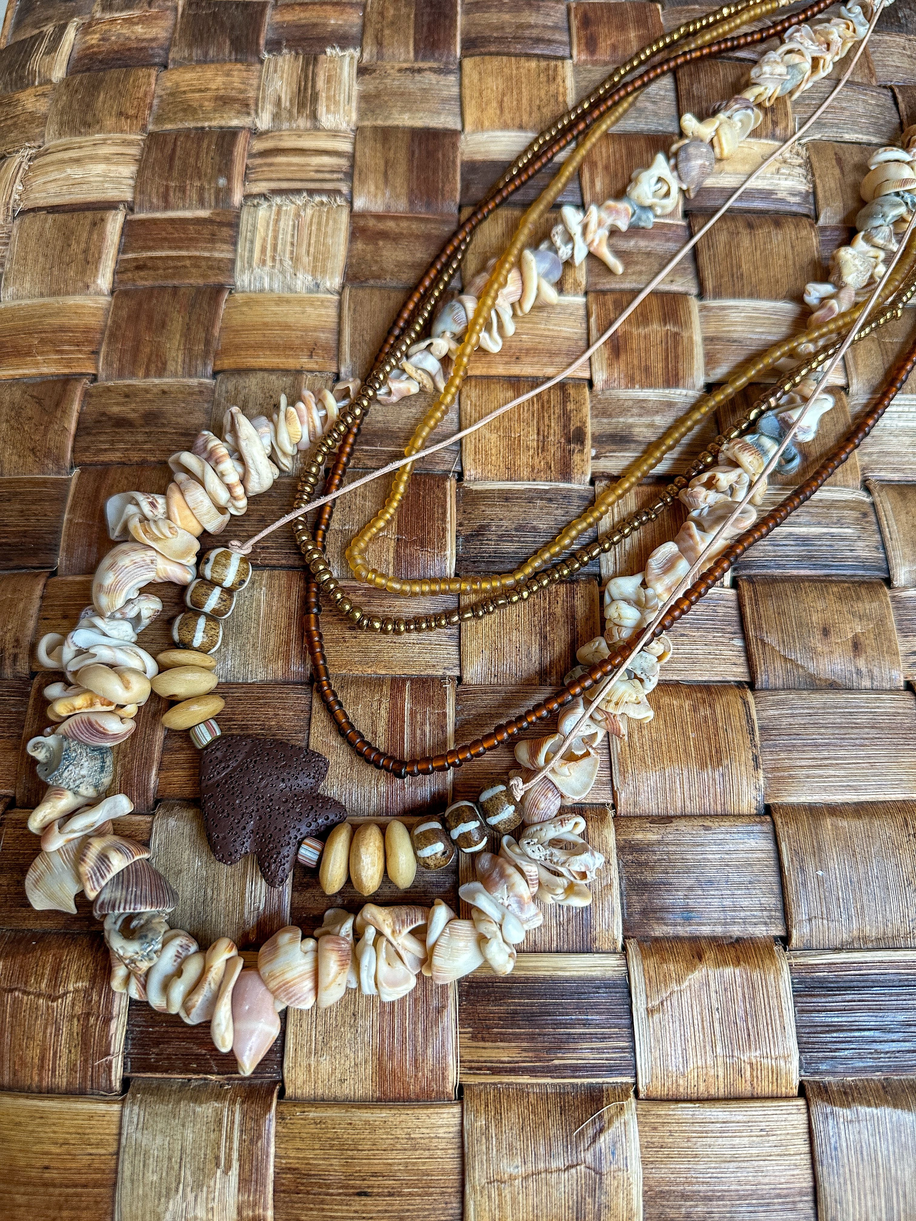 Layer Necklace Set | Brown Shell