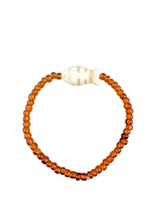 Simple Seed Bracelet | Brown Fish