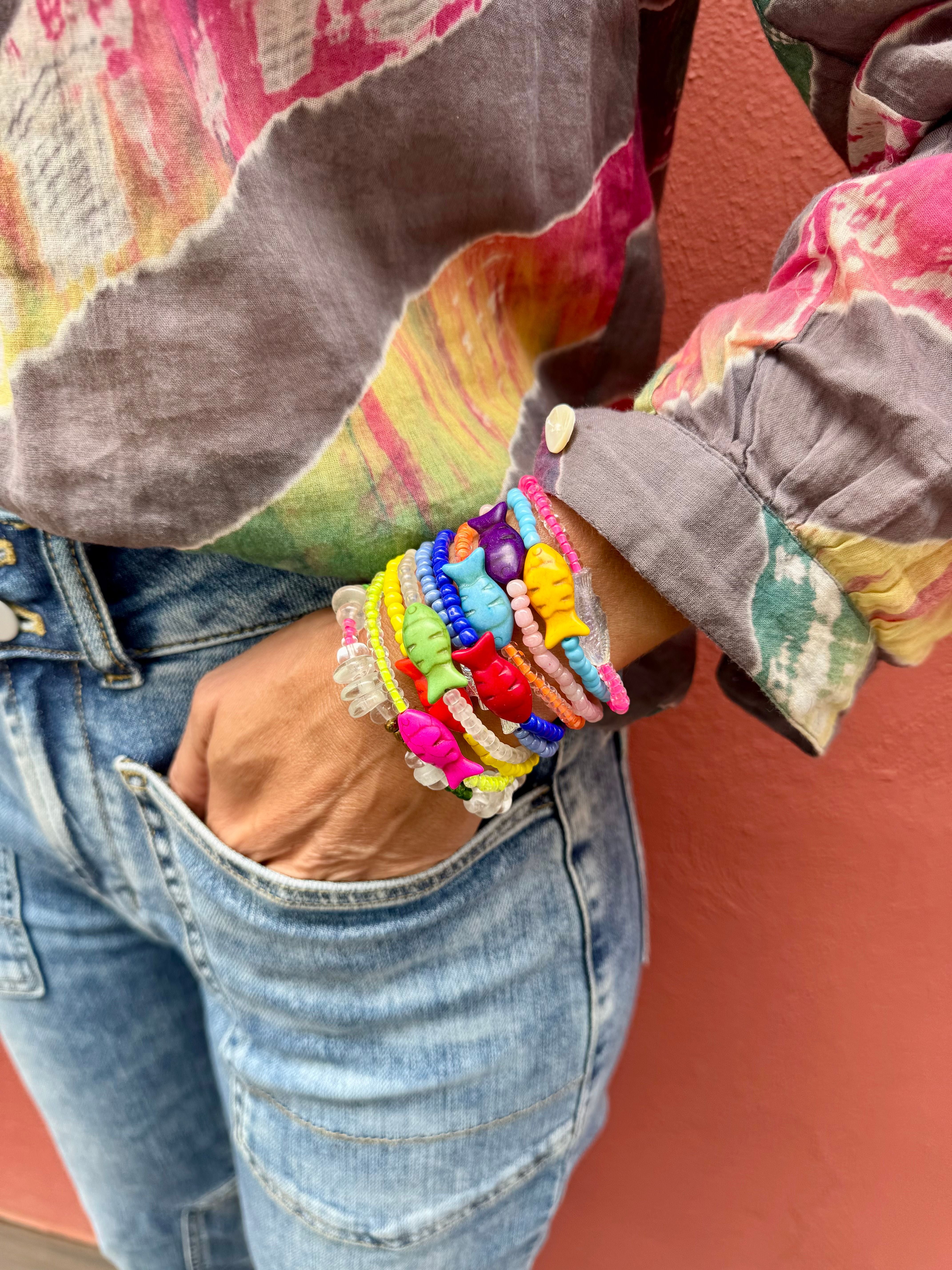 Simple Seed Bracelet | Electric Orange Fish